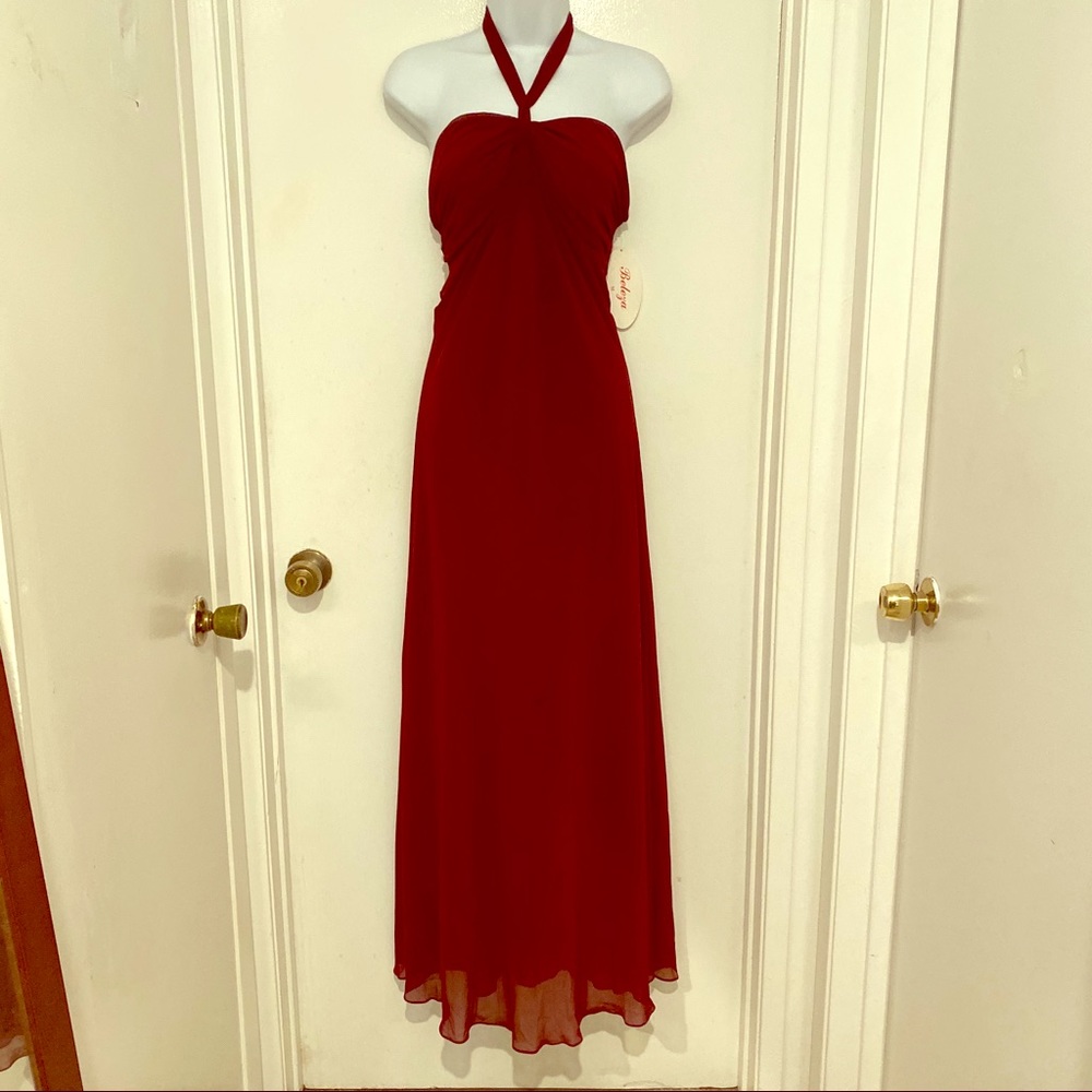 Beleza Burgundy Halter Dress